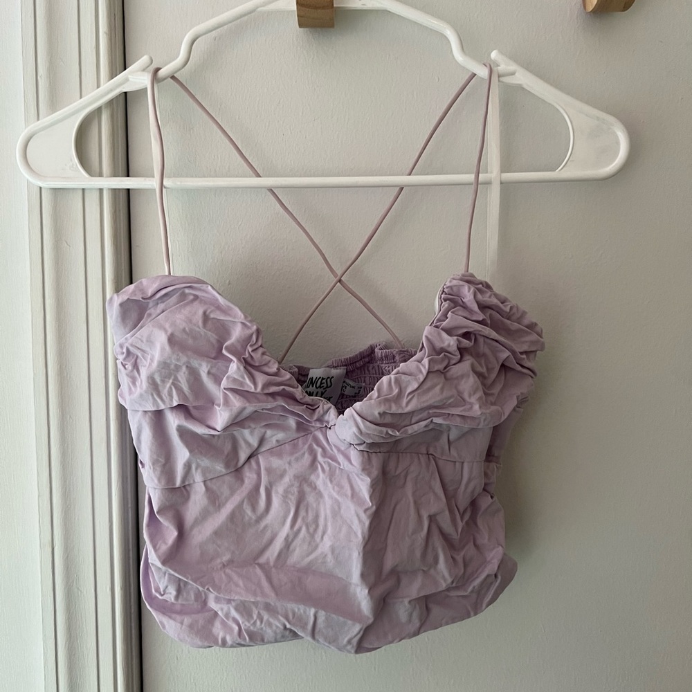 Lavender ruched crop tank top